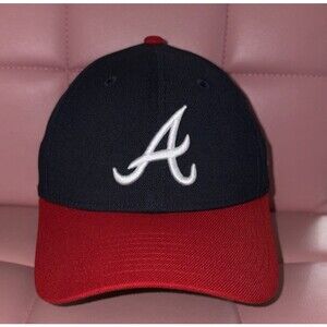 Atlanta Braves New Era 39THIRTY Hat - Navy/Red Stretch Fit Cap - Size Small/Med